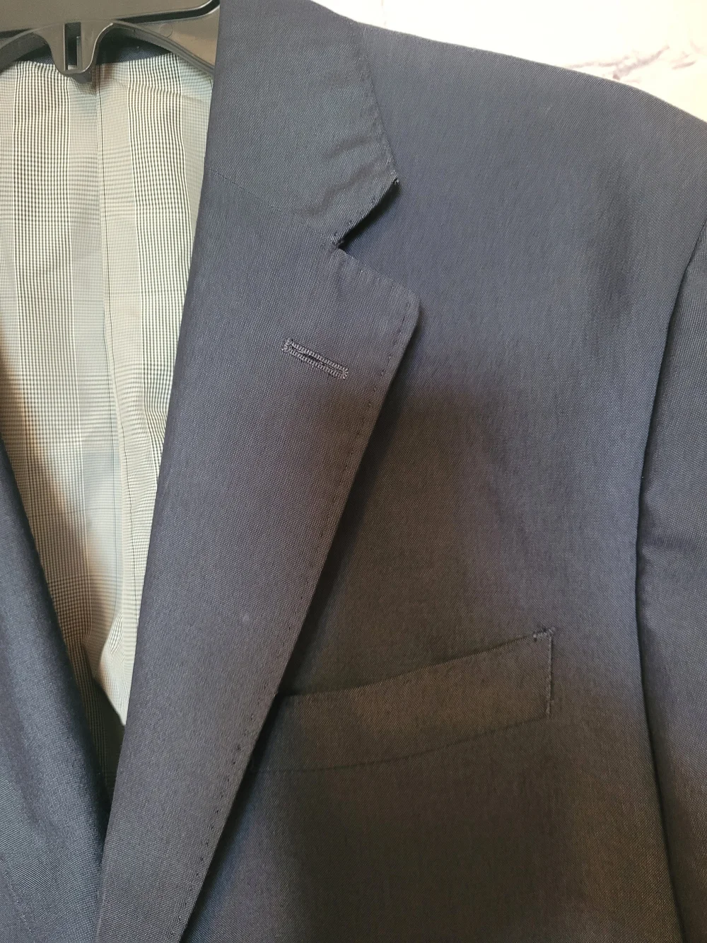 JF J. Ferrar Slim Navy Blue Size 40S End on End Blazer Sport Coat 2 Button